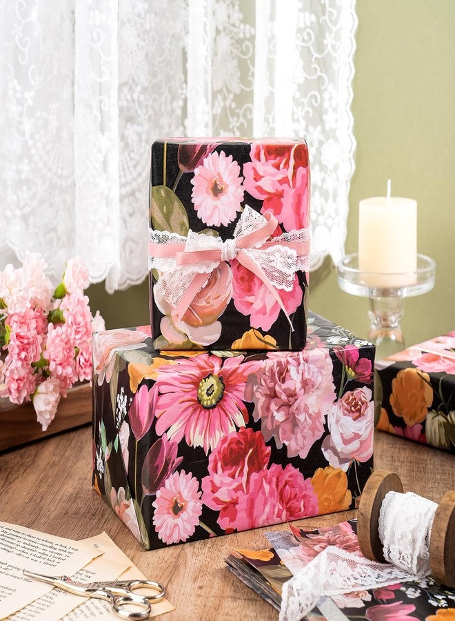 WRAPAHOLIC Floral Tissue Paper - 60 Sheets 14 x 20 Inch Black Colorful Flower Tissue Paper Bulk for Wedding Birthday Baby Showers Art Craft Tea Party Favor Decoration - Image 5